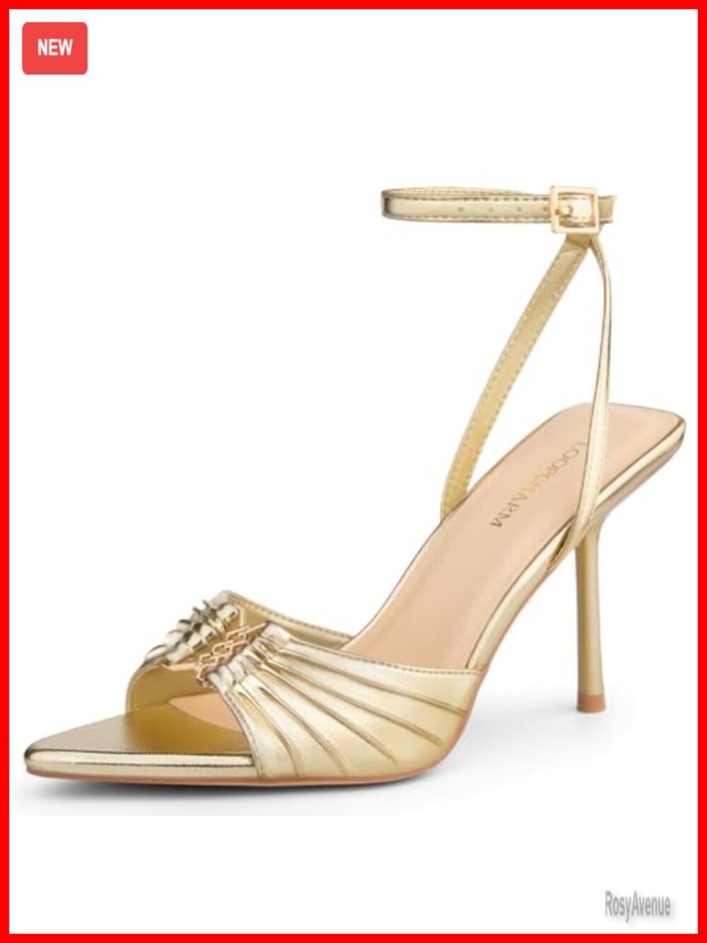 Women's Pointed Toe Stiletto Heeled Sandals Ankle Strap